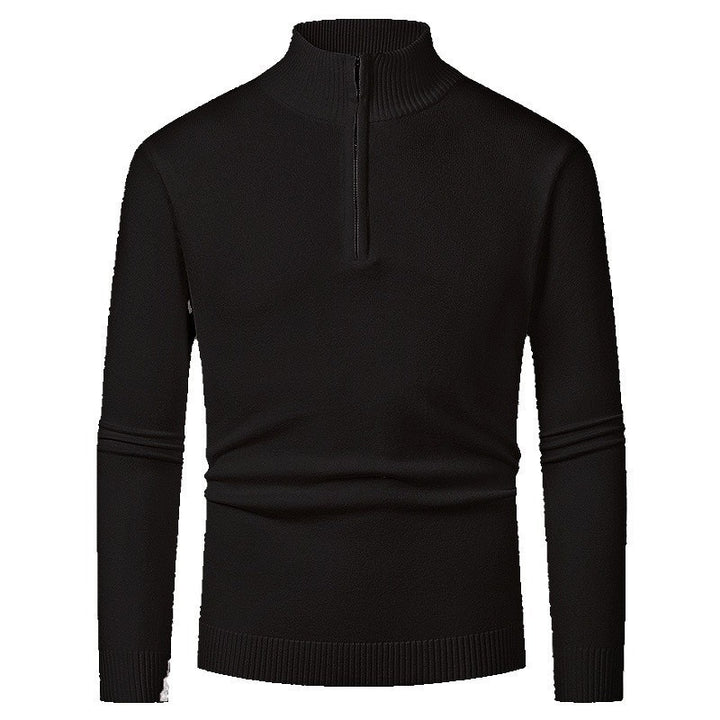 Herren eleganter Rollkragenpullover mit durchgehendem Reißverschluss Aliams