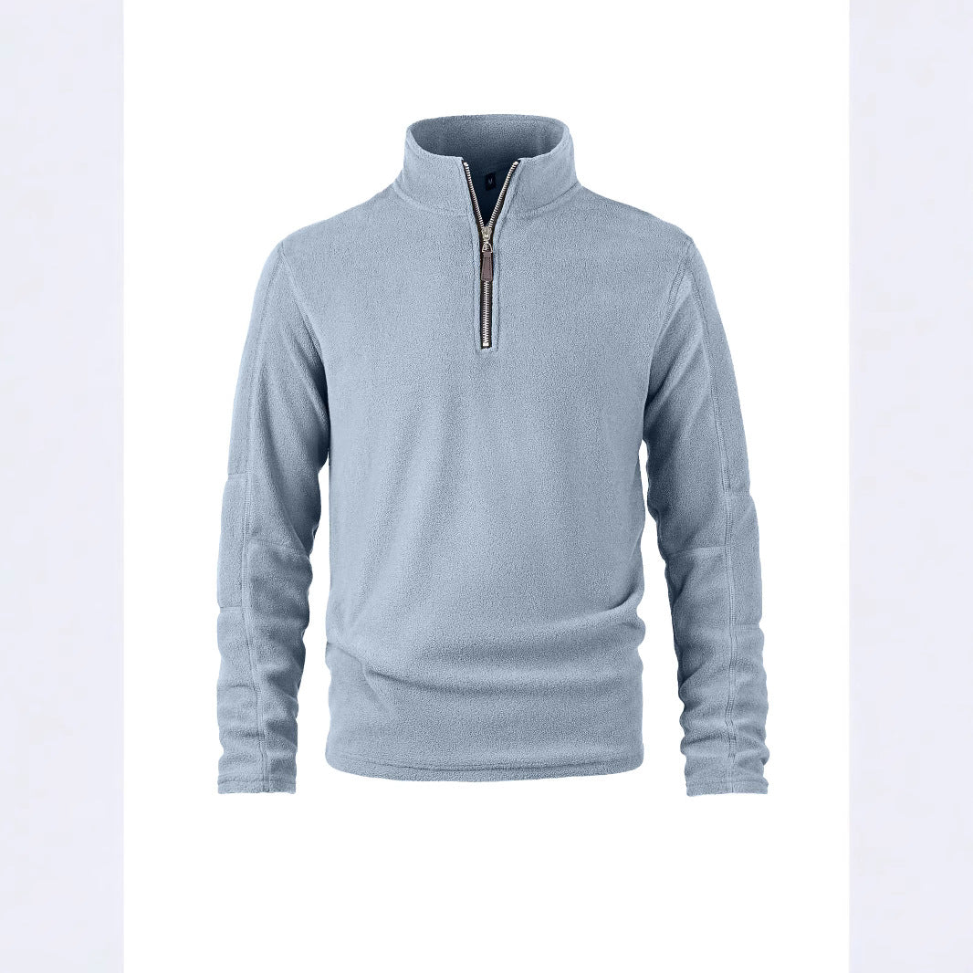 Herren Fleece-Pullover mit halblangem Reißverschluss und elastischen Bündchen Aliams