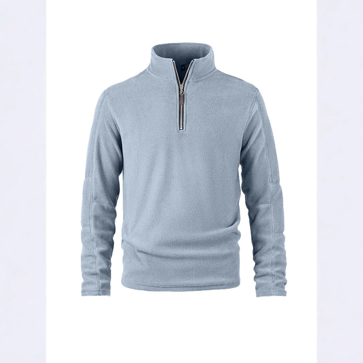 Herren Fleece-Pullover mit halblangem Reißverschluss und elastischen Bündchen Aliams
