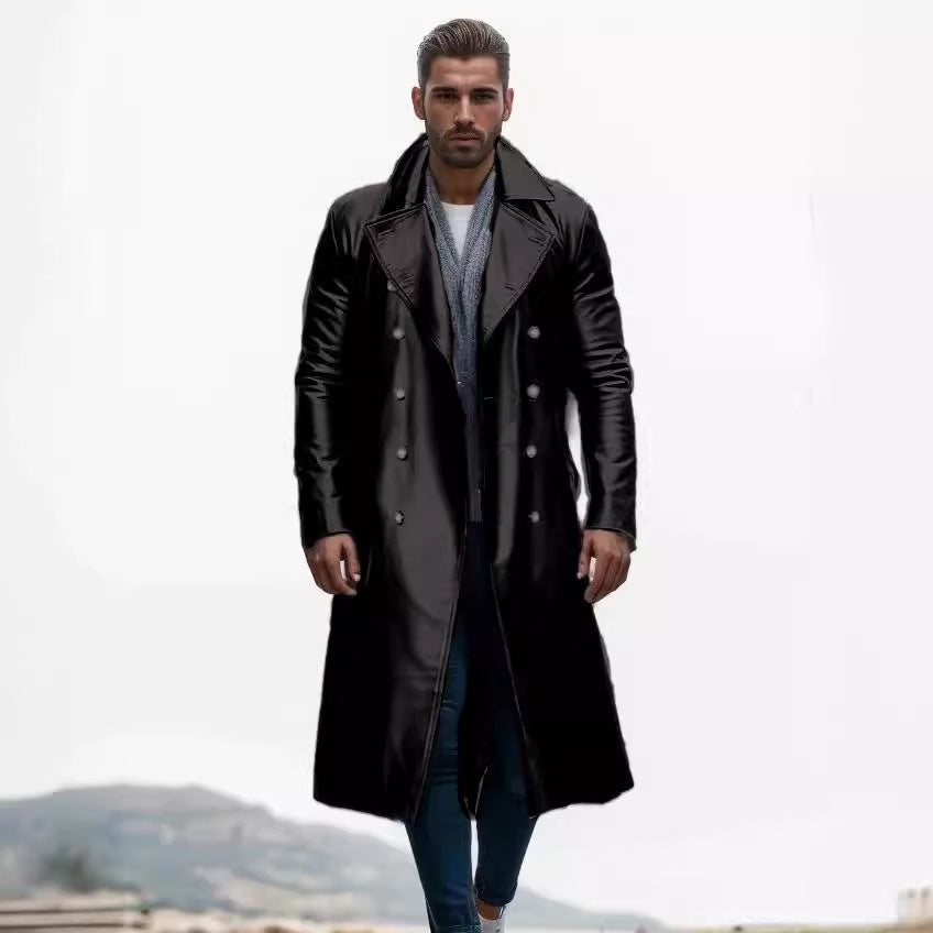 Herren eleganter und moderner Ledermantel Aliams