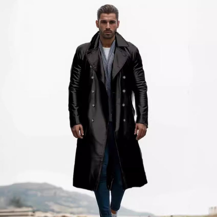 Herren eleganter und moderner Ledermantel Aliams