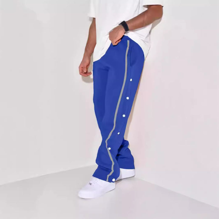 Herren Sportliche Sweatpants mit seitlichen Druckknöpfen und Kontraststreifen Aliams