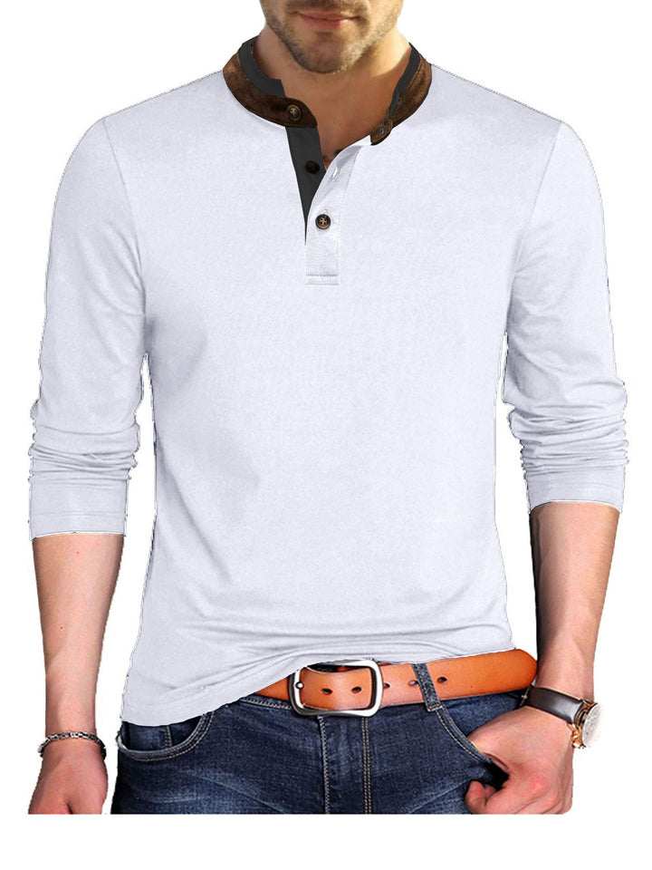 Herren Stilvolles Langarmshirt mit Henley-Kragen und dekorativen Knöpfen Aliams
