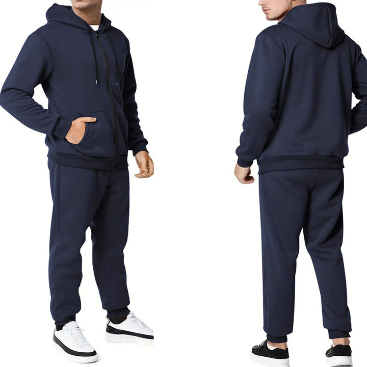 Herren sportliches Hoodie- und Jogginganzug-Set mit Reißverschluss und elastischem Bund Aliams