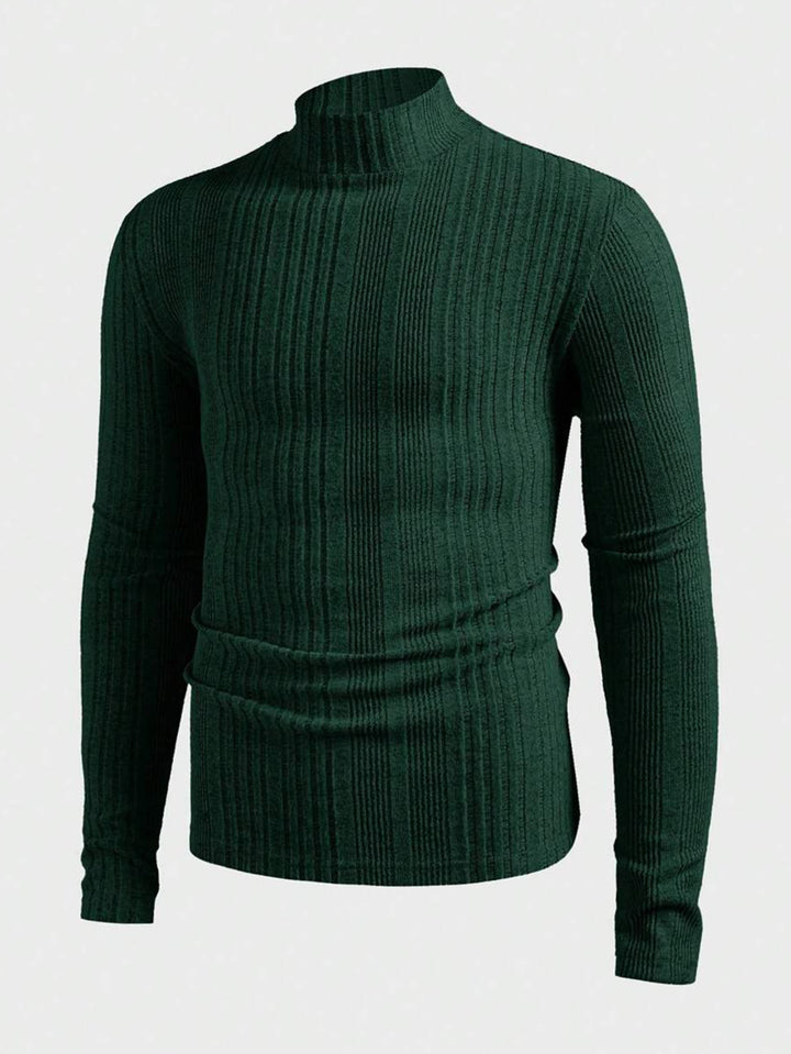 Herren Strickpullover mit hohem Kragen und Rippstruktur Aliams