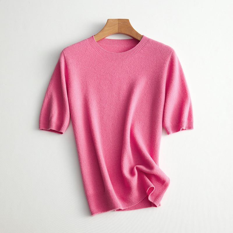 Damen Kurzarm Cashmere-Mix Pullover Aliams