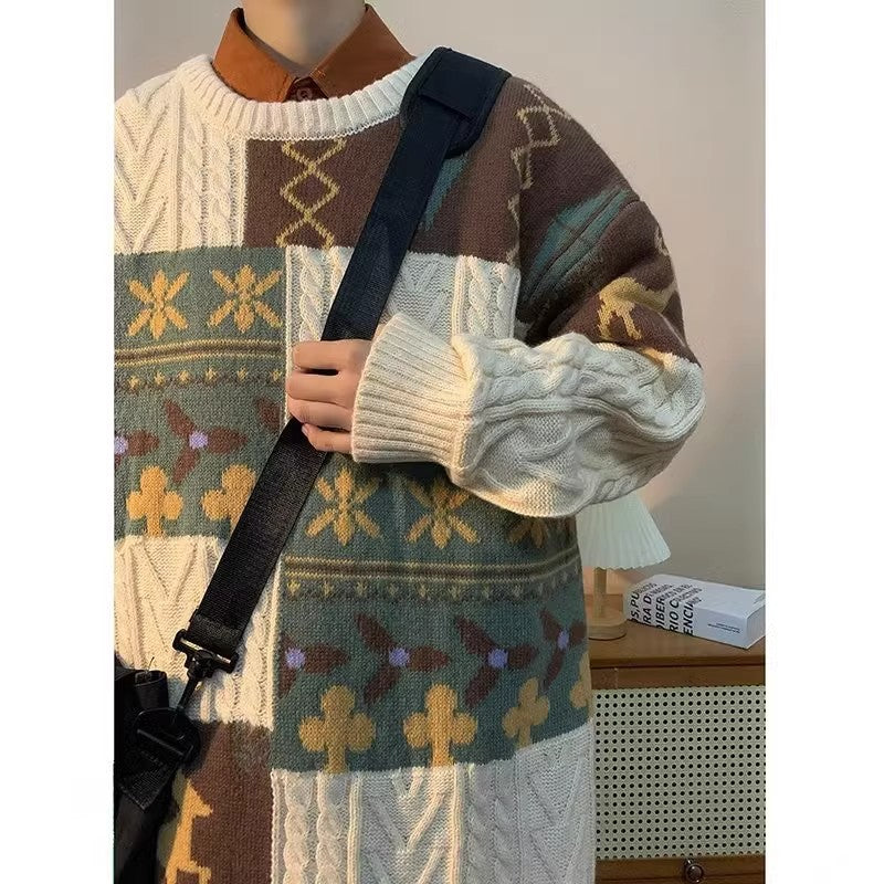 Damen gemusterter Grobstrickpullover Aliams