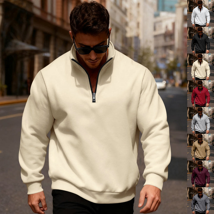 Herren Sweatpullover mit hohem Kragen und Reißverschluss Aliams