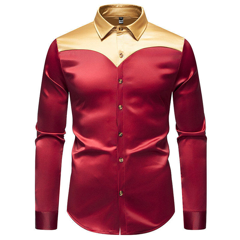 Herren elegante Hemd mit kontrastierendem Kragen und Knopfleiste Aliams