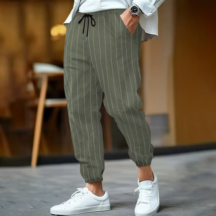 Herren stylische Freizeithose mit elegantem Streifenmuster Aliams