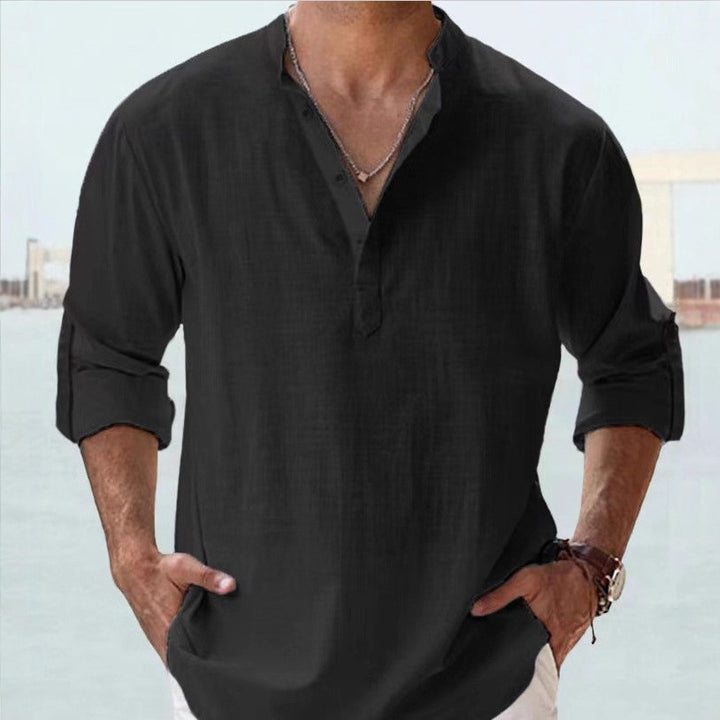 Herren Hemd mit lässigem Kragen und Rollärmeln Aliams