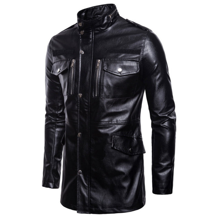 Herren Elegante Biker-Lederjacke mit asymmetrischem Reißverschluss und praktischen Taschen Aliams