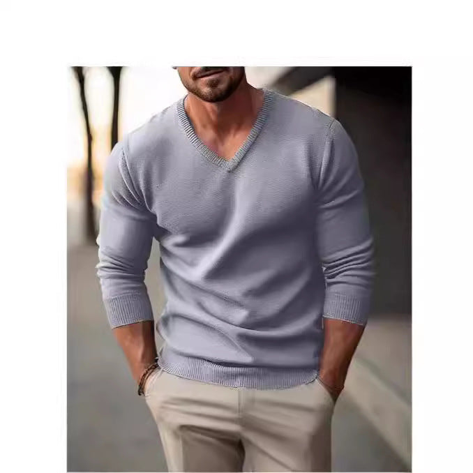 Herren Strickpullover mit V-Ausschnitt und hochwertiger Materialtextur Aliams