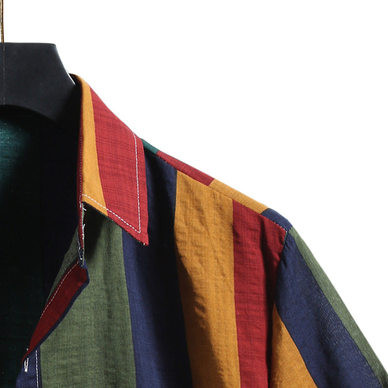 Herren Kurzarmhemd mit auffälligem Streifen-Design und bequemem Schnitt Aliams