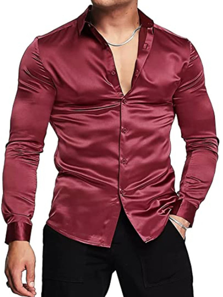 Herren Elegantes Satin Hemd Aliams