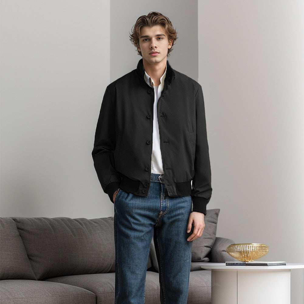 Herren Casual-Bomberjacke mit hohem Kragen und praktischen Taschen Aliams