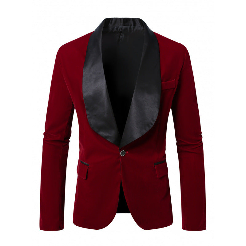 Herren Samt Smoking-Blazer mit schimmerndem Satin-Revers Aliams