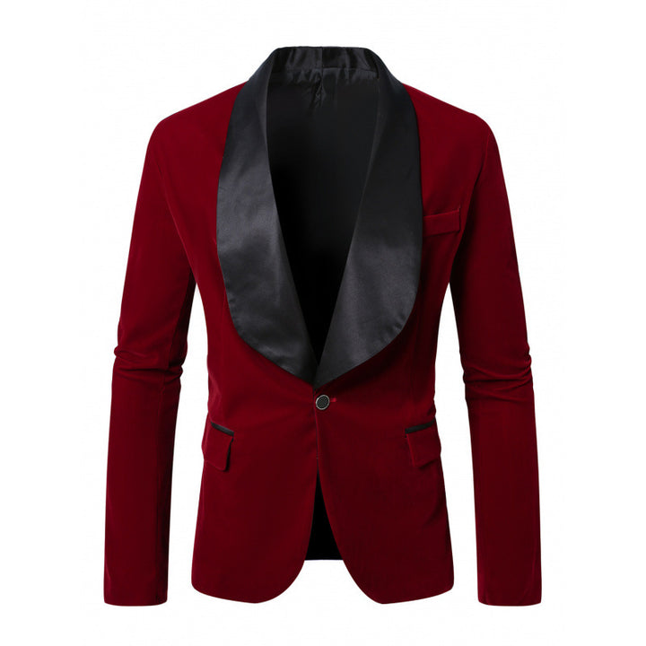 Herren Samt Smoking-Blazer mit schimmerndem Satin-Revers Aliams