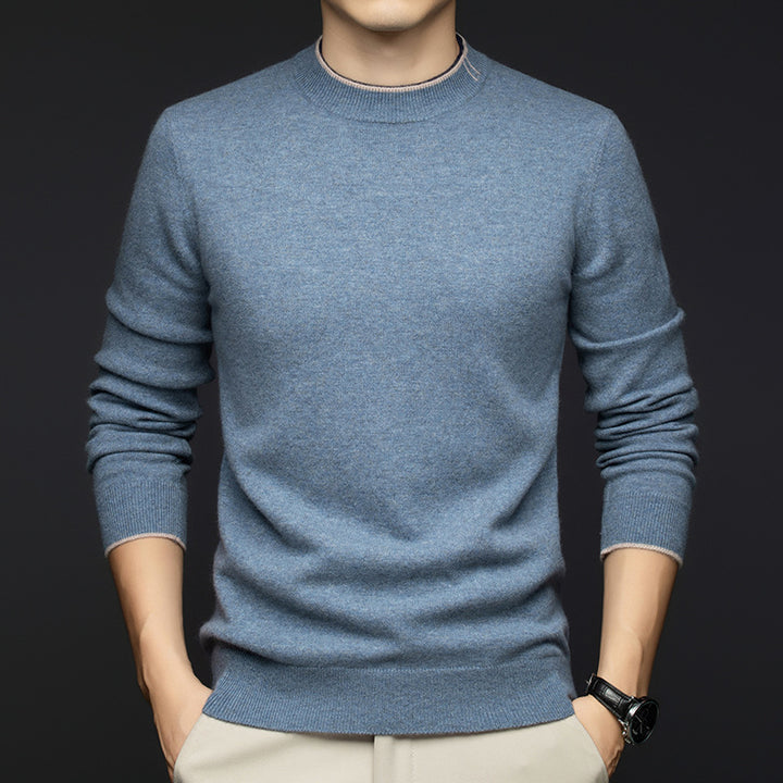 Herren klassischer Rundhals-Pullover aus hochwertiger Wolle Aliams