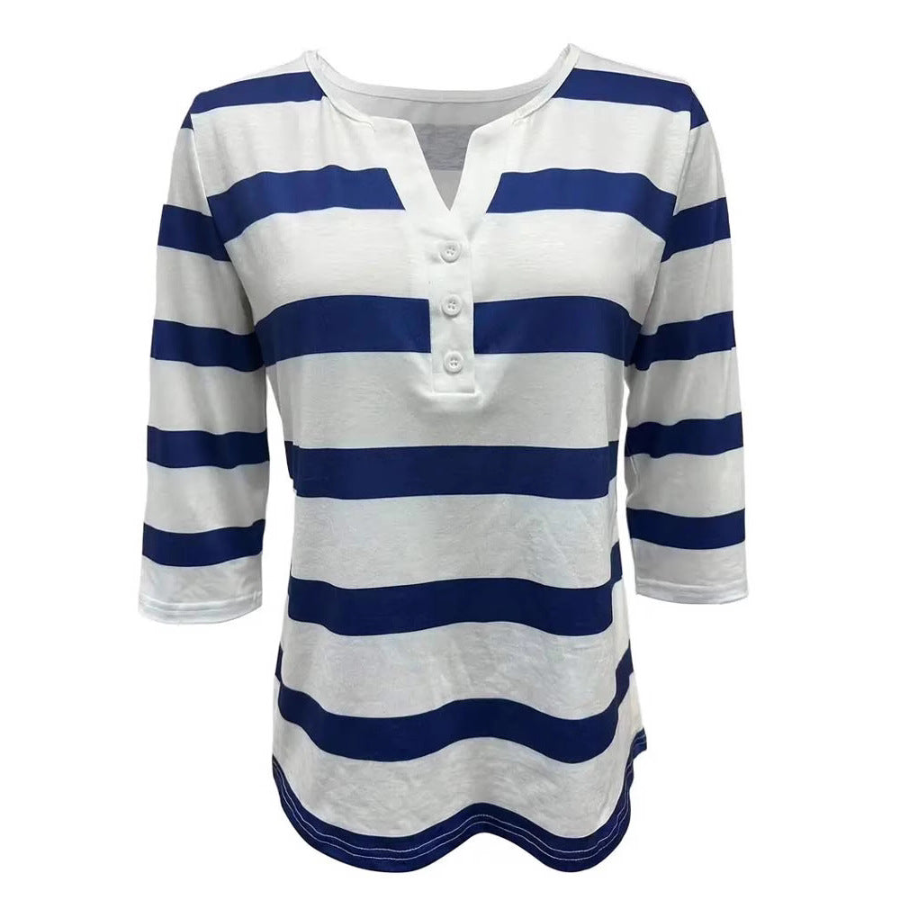 Damen Langarmshirt mit Maritimem Streifenmuster Aliams