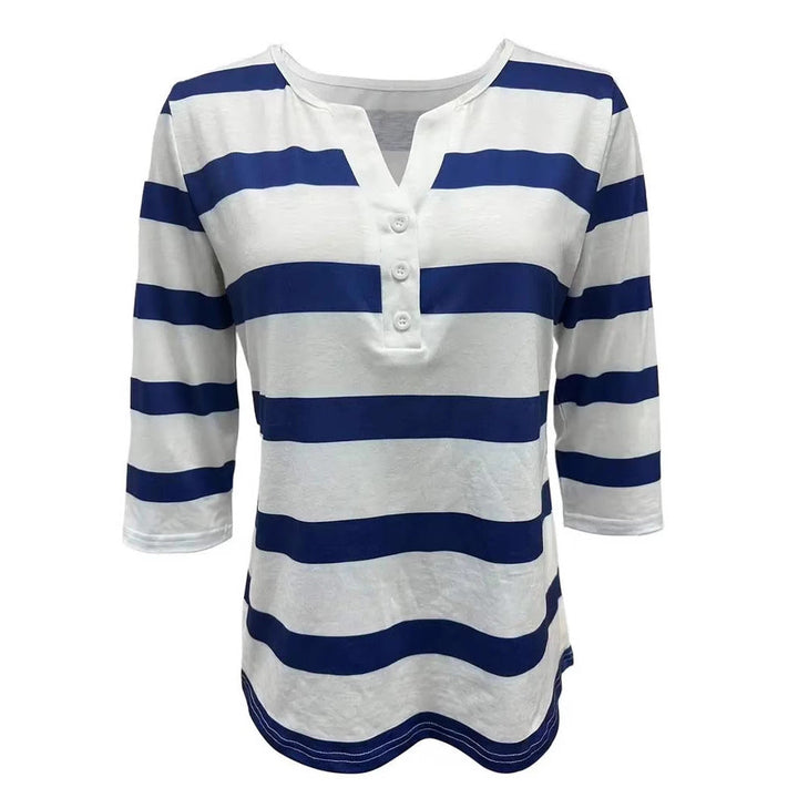 Damen Langarmshirt mit Maritimem Streifenmuster Aliams