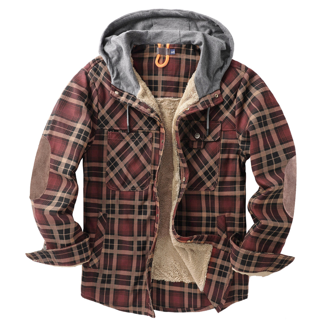Herren Flanelljacke mit Kapuze und weichem Futter Aliams