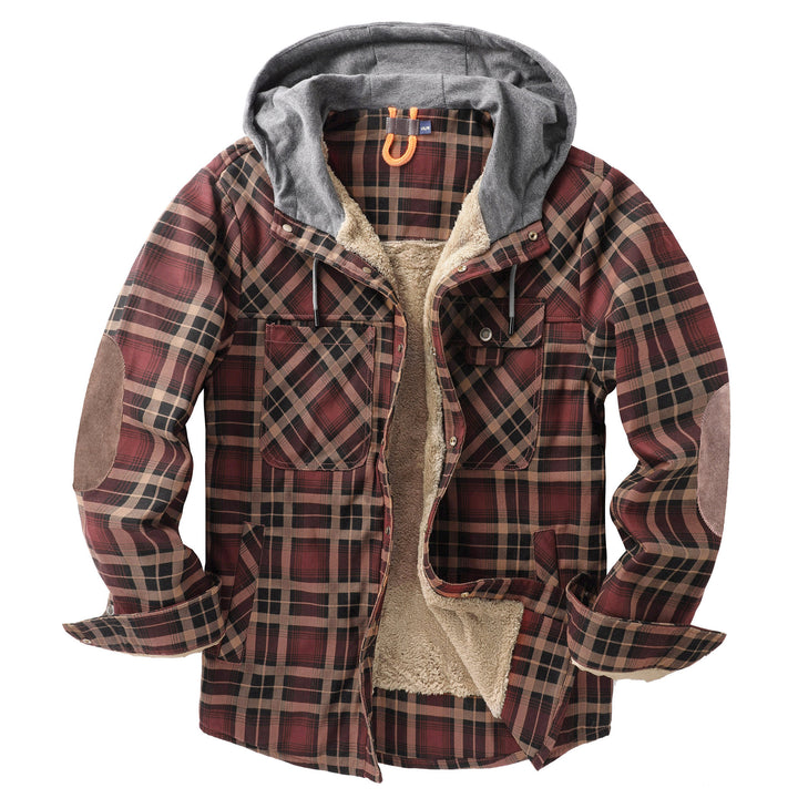 Herren Flanelljacke mit Kapuze und weichem Futter Aliams