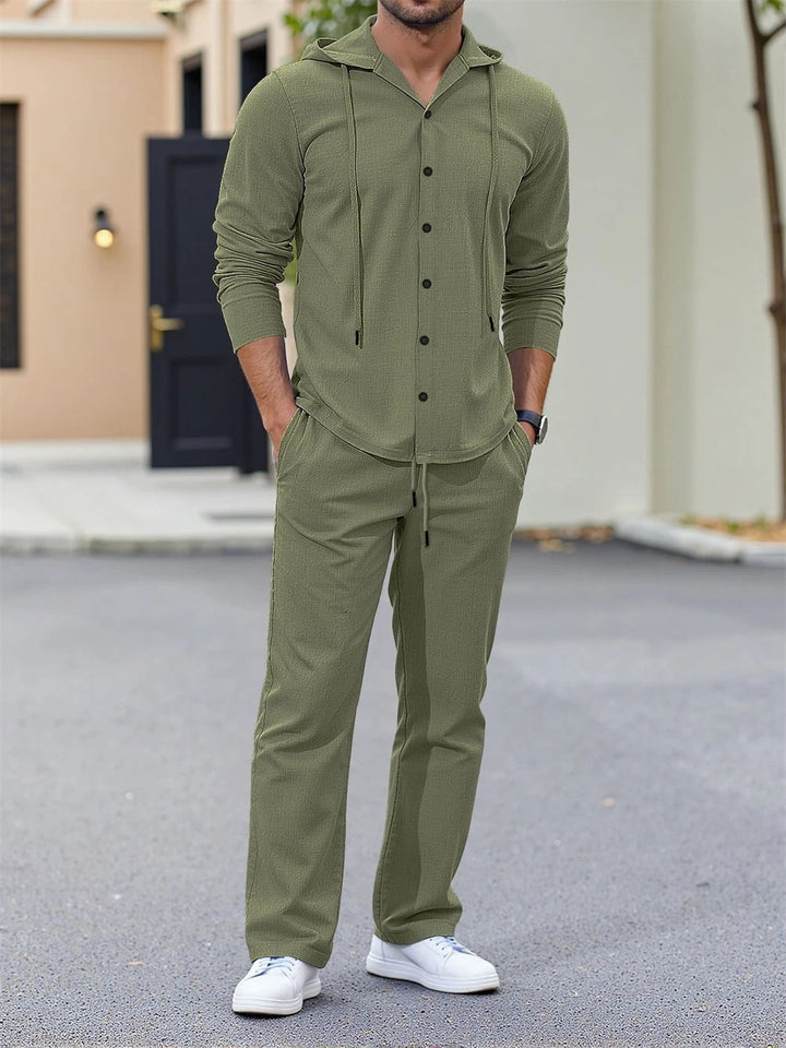 Herren entspannendes Freizeit-Outfit mit Kapuze und praktischen Taschen Aliams