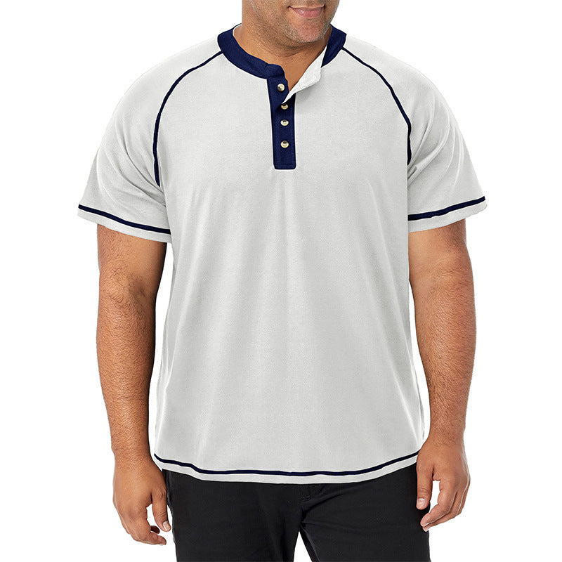 Herren Kurzarm-Henley-Shirt mit auffälligen Kontrastnähten und bequemer Passform Aliams