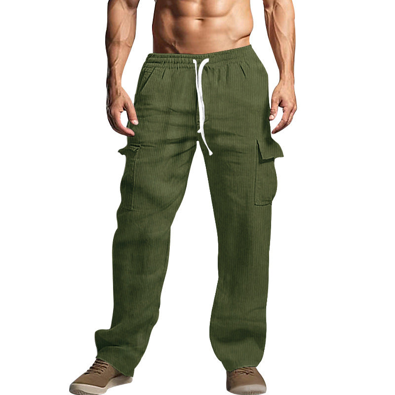 Herren Komfortable Cargo-Hose mit verstellbarem Bund und seitlichen Taschen Aliams