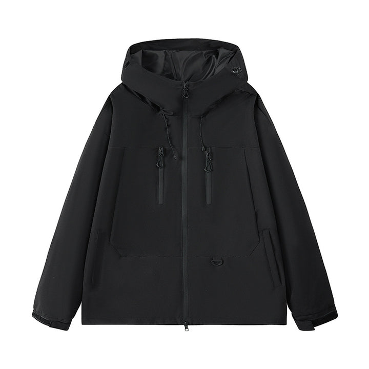 Herren Atmungsaktive Outdoorjacke mit verstellbarer Kapuze und vielen Taschen Aliams