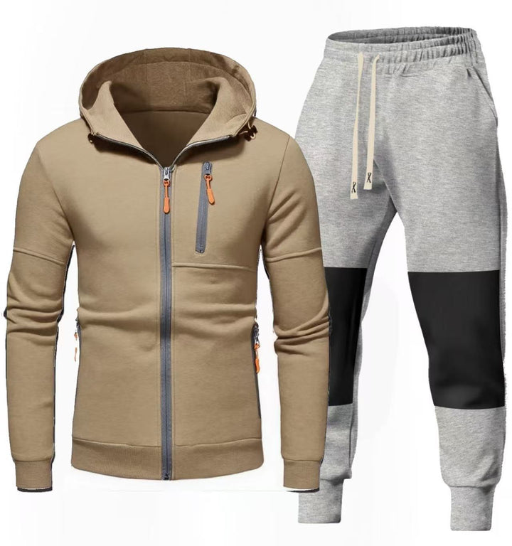 Herren Sportliches Hoodie- und Jogginghose-Set mit Funktionalen Reißverschlusstaschen Aliams