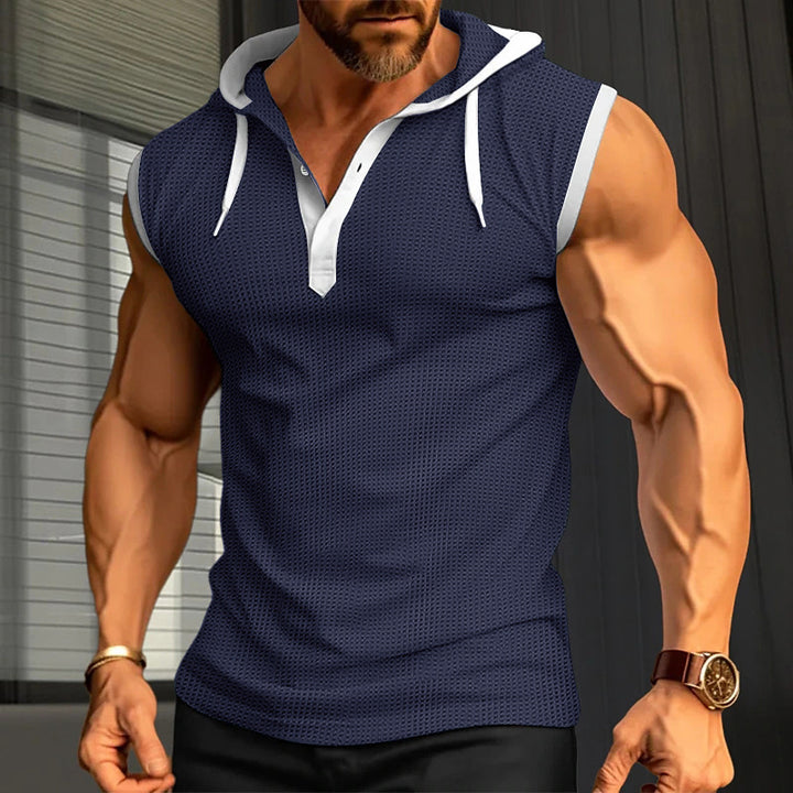 Herren Kurzarm Kapuzenpullover mit atmungsaktivem Netzstoff Aliams