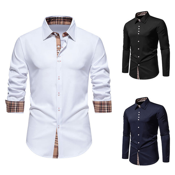 Herren elegantes Langarmhemd mit modernen Karo-Akzenten Aliams