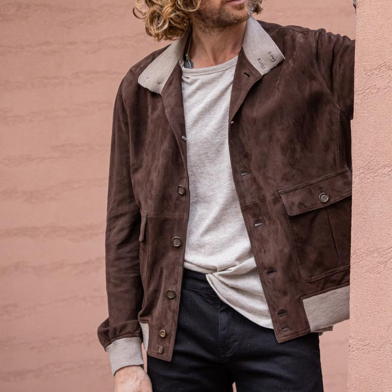 Herren elegante Wildlederjacke mit modernen Details Aliams