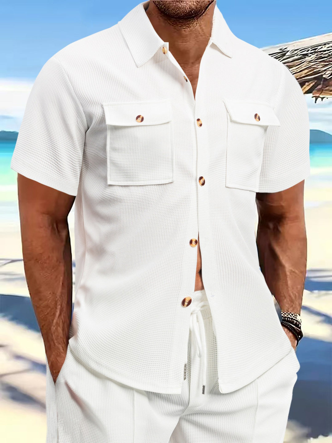 Herren Kurzarm-Hemd mit praktischen Brusttaschen und modernem Design Aliams