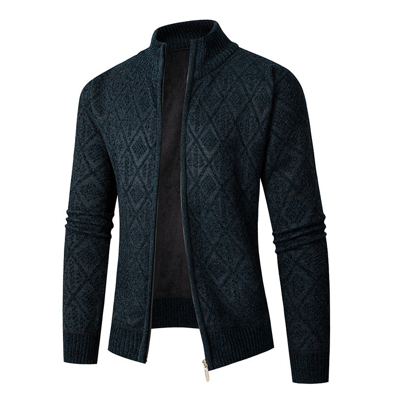 Herren Strickjacke mit modernem Zipper und stilvollem Rautenmuster Aliams
