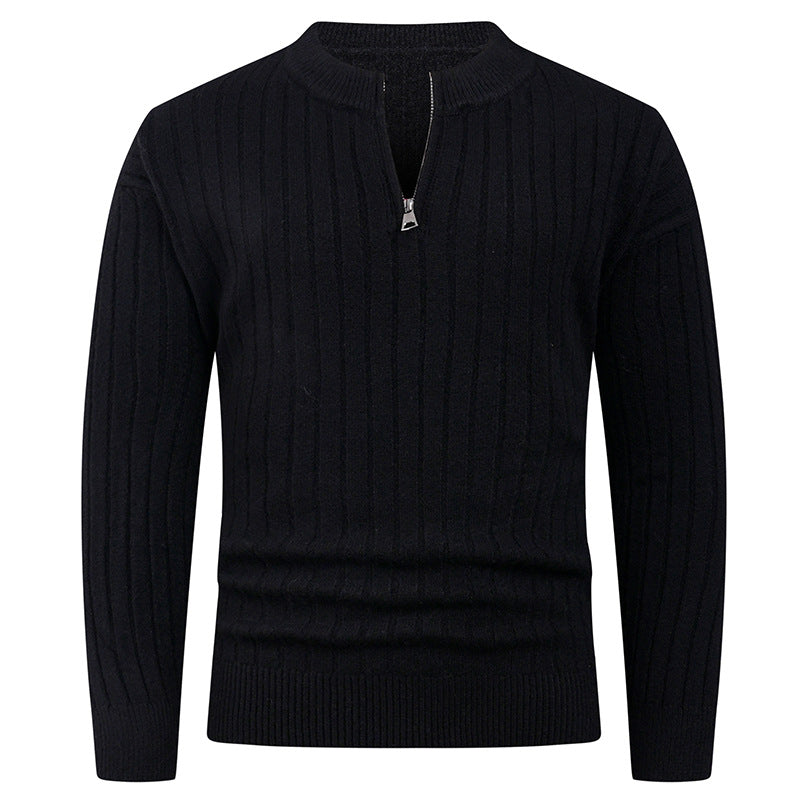 Herren Strickpullover mit hohem Kragen und modernem Reißverschluss Aliams