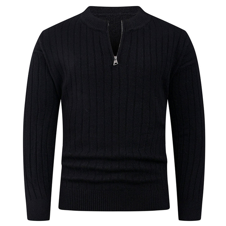 Herren Strickpullover mit hohem Kragen und modernem Reißverschluss Aliams