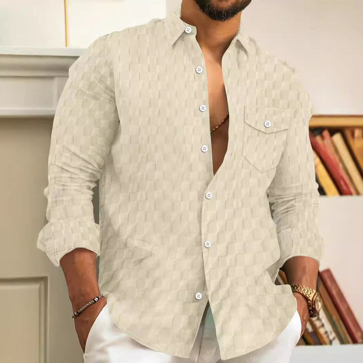 Herren Hemd mit modernem Strukturdesign und praktischen Taschen Aliams