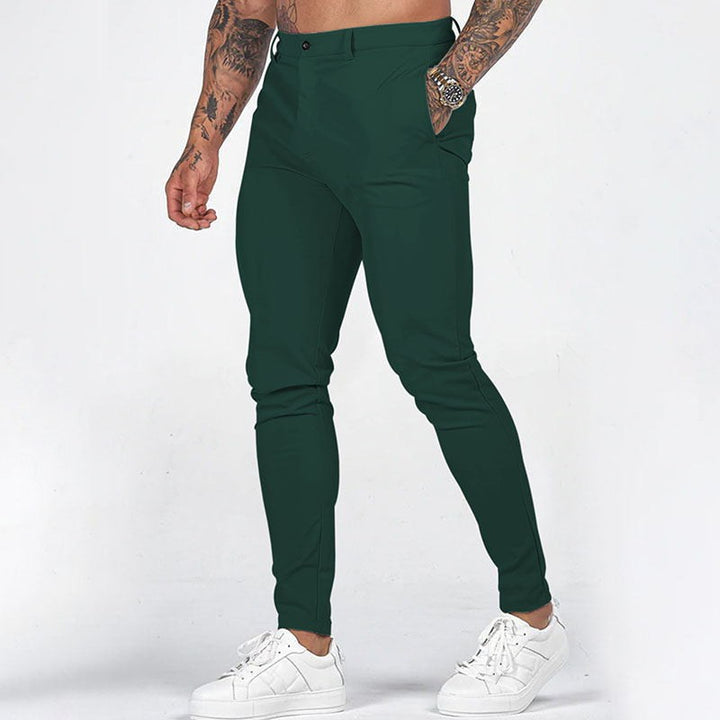 Herren stylische Slim-Fit Chinohose mit elastischem Bund und seitlichen Taschen Aliams