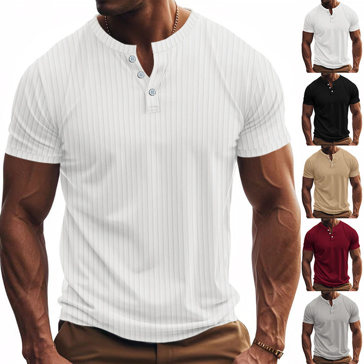 Herren Kurzarm-Henley-T-Shirt mit strukturiertem Design Aliams