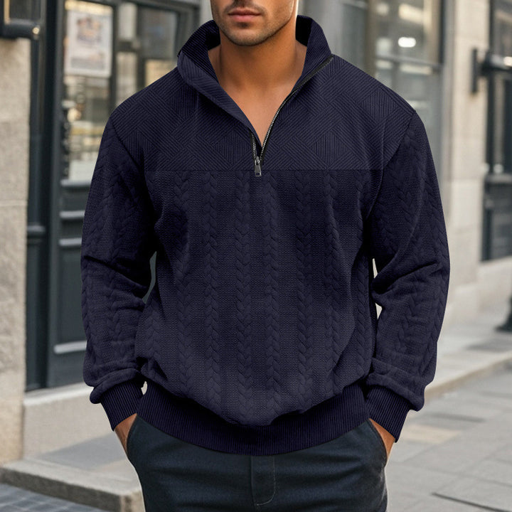 Herren Pullover mit strukturierter Optik und hohem Kragen Aliams