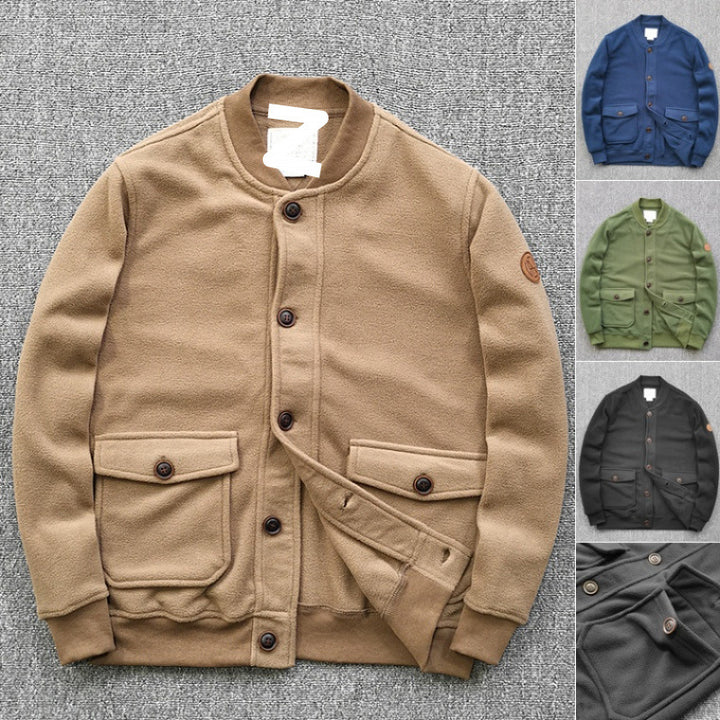 Damen lässige Sweatjacke mit Knopfleiste und praktischen Taschen Aliams