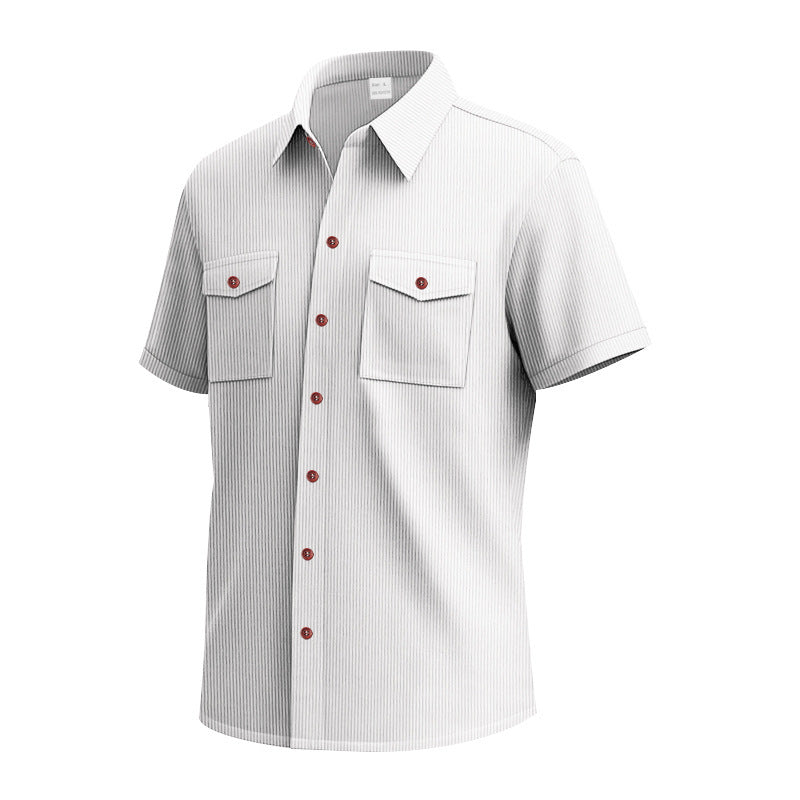 Herren elegantes Kurzarmhemd mit strukturiertem Design und praktischen Brusttaschen Aliams
