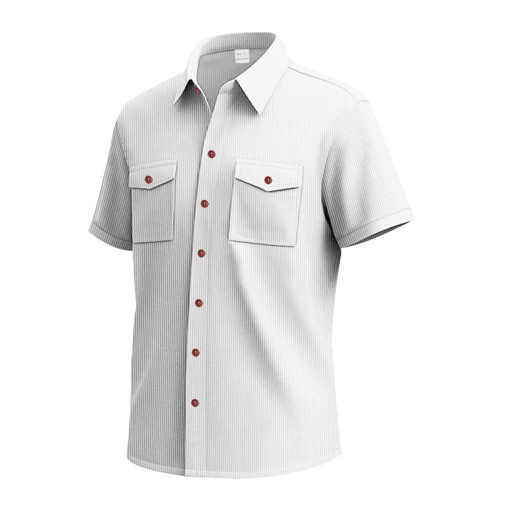 Herren elegantes Kurzarmhemd mit strukturiertem Design und praktischen Brusttaschen Aliams