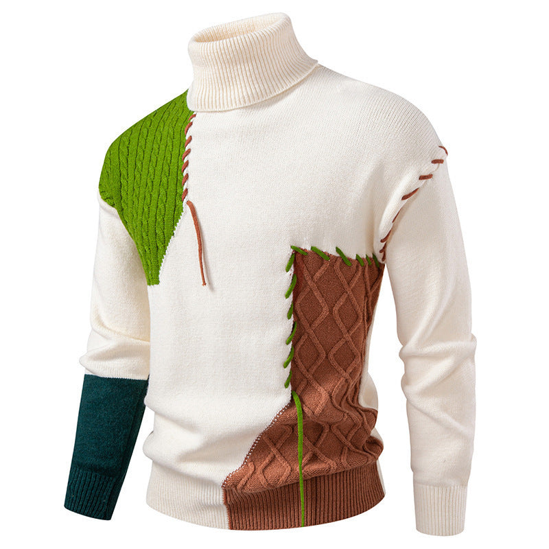 Herren Rollkragenpullover mit kreativem Strickdesign Aliams
