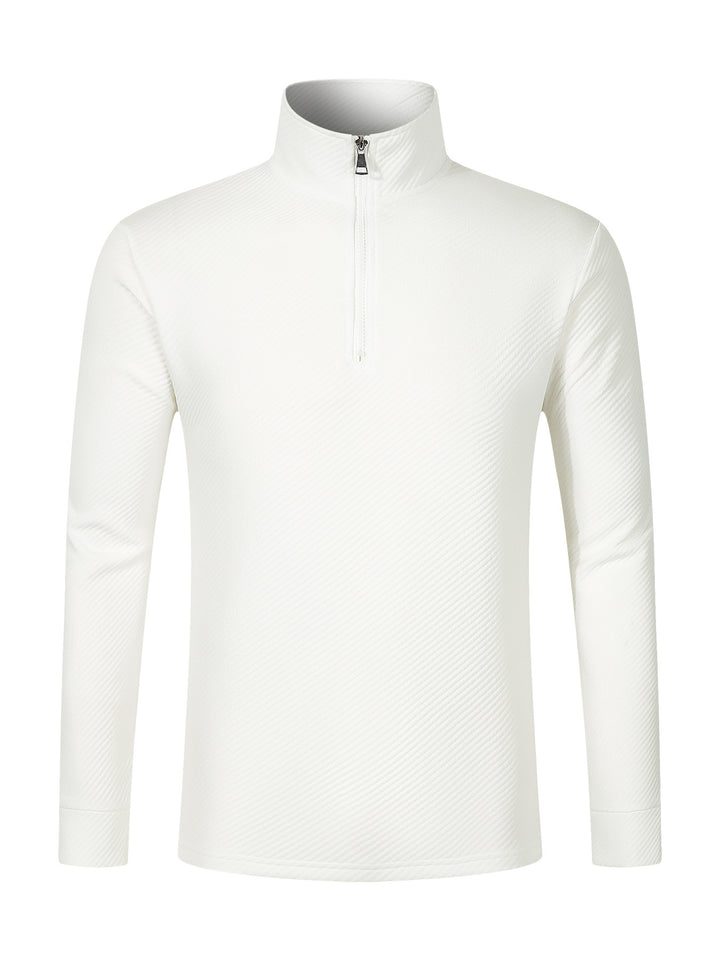 Herren funktionaler Langarmpullover mit Halbzipper und innovativem Strukturdesign Aliams