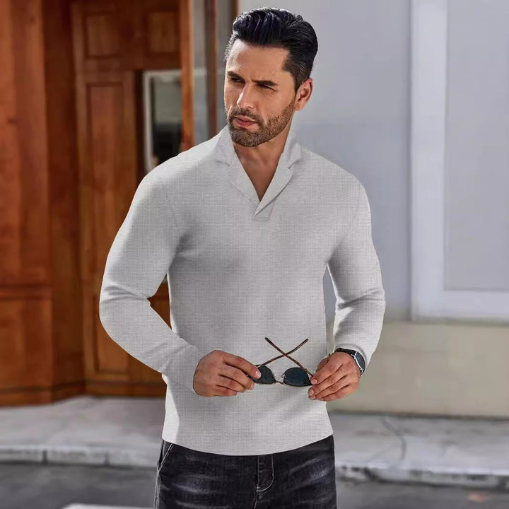 Herren eleganter langärmeliger Pullover mit stylischem Stehkragen Aliams