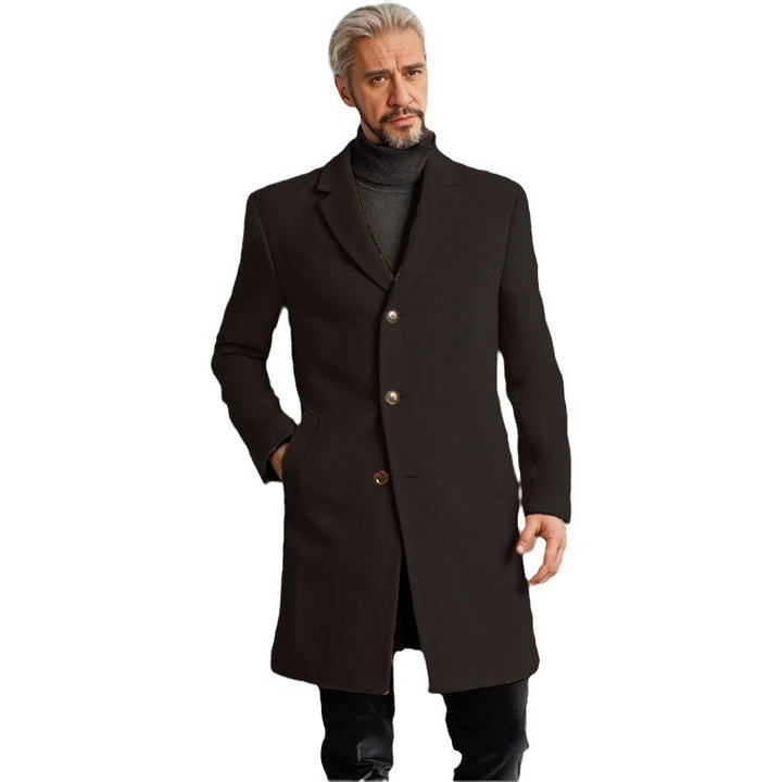 Herren Eleganter Langmantel mit modischen Knöpfen und hochwertigem Stoff Aliams